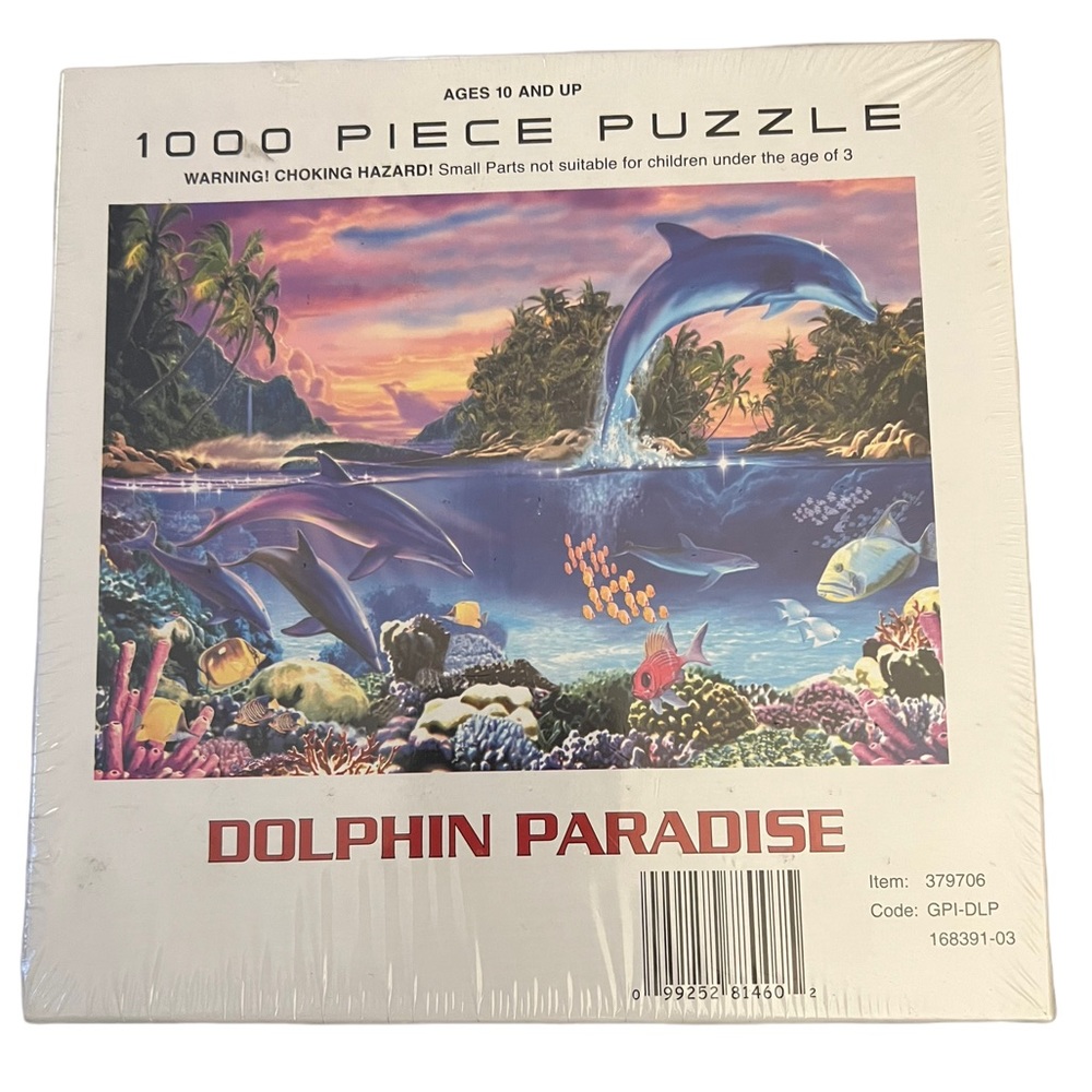 NWT / SEALED! GLOW IN THE DARK, 1000 PIECE PUZZLE - DOLPHIN PARADISE (UNBRANDED)